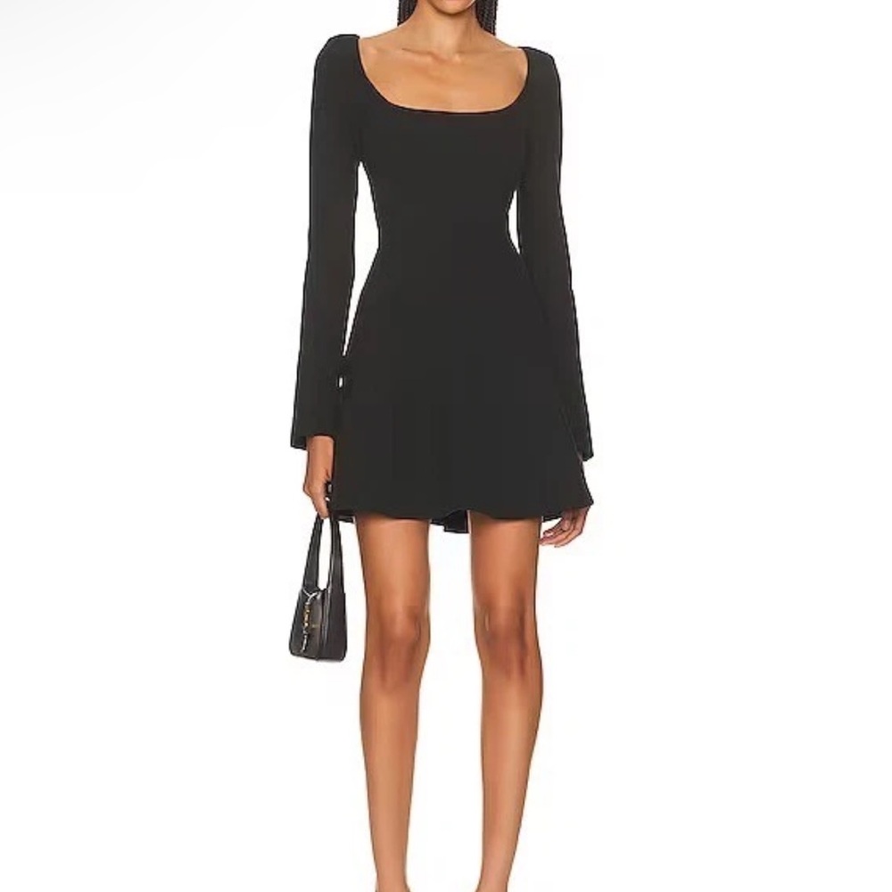 ALC Black Puff Sleeve Fit and Flare Dress